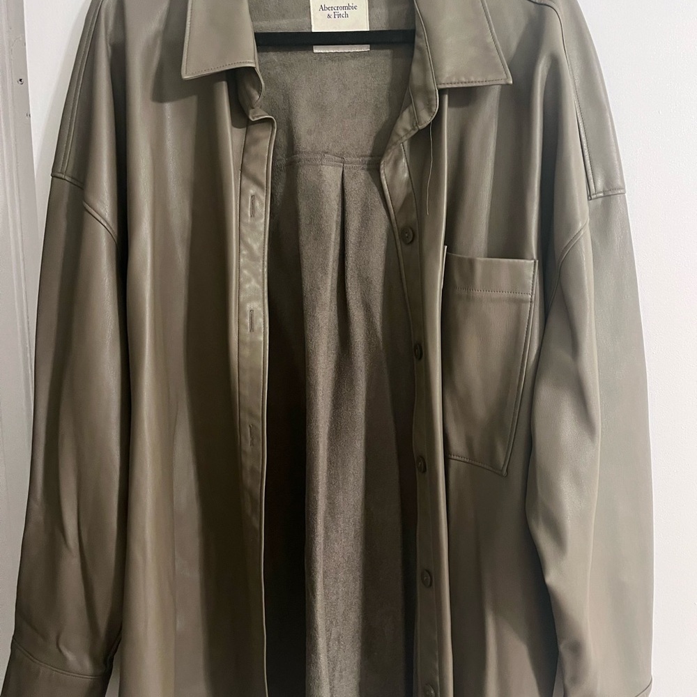 Abercrombie & Fitch Vegan Leather Shirt Jacket
